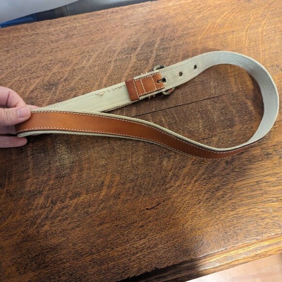 Vintage Leather Canvas Belt 80’s Preppy‎ Classic Stacked main image 4